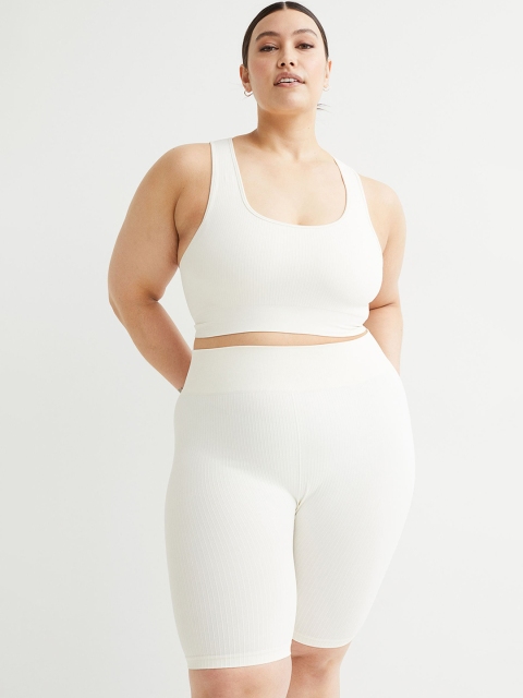 

H&M+ Women White Seamless Cycling Shorts