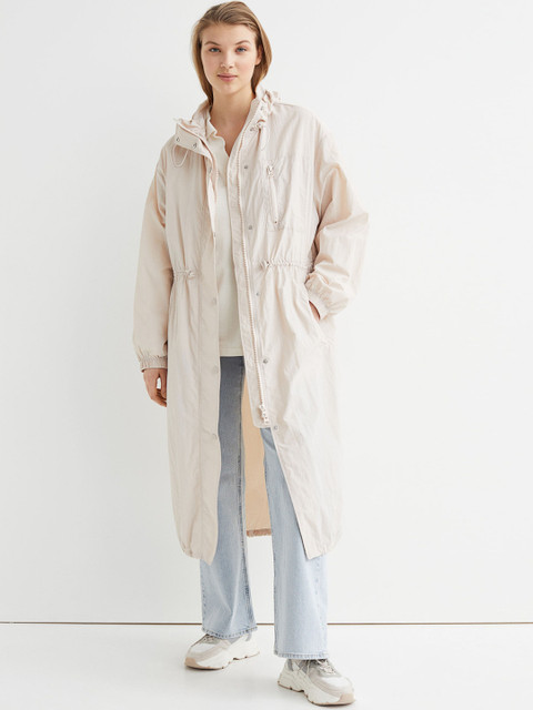 

H&M Women Beige Solid Nylon Parka