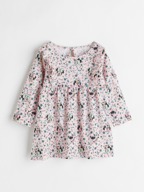 

H&M Girls Pink Pure Cotton Patterned Flounced Dress