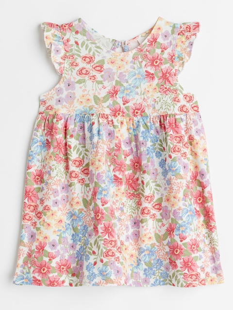 

H&M Girls White Flounce-trimmed jersey dress