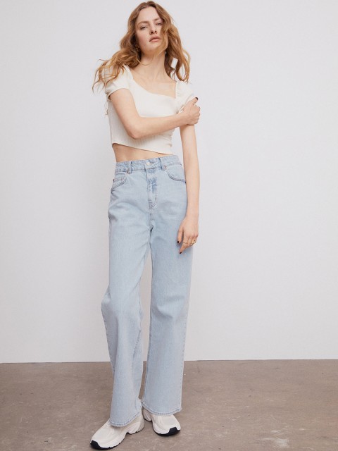 

H&M Women Blue Wide High Jeans
