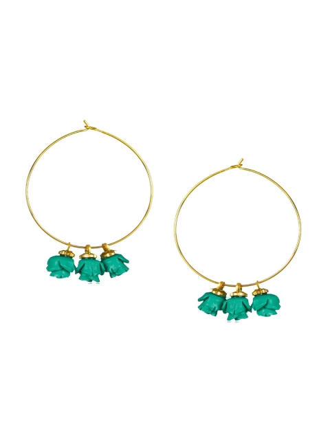 

Kshitij Jewels Gold-Toned & Green Contemporary Hoop Earrings