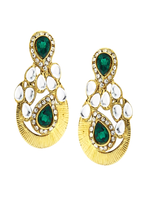 

Kshitij Jewels Women Gold-Toned & Green Contemporary Drop Earrings