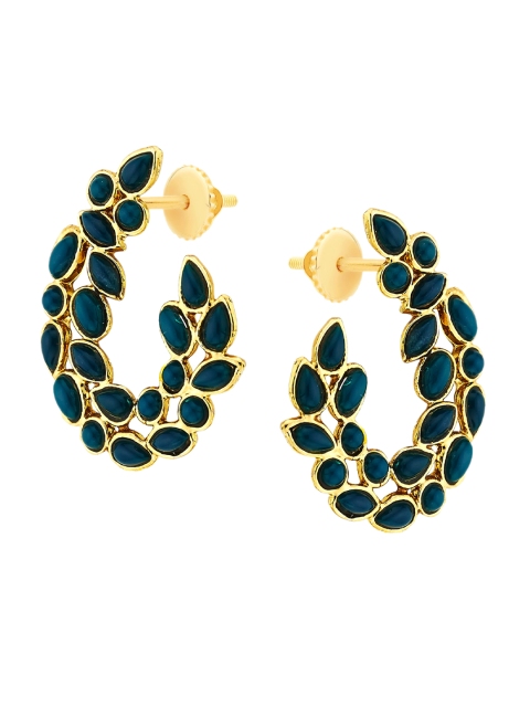 

Kshitij Jewels Women Gold-Toned & Green Contemporary Leaf Drop Earrings