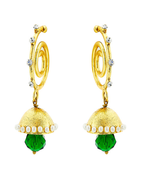 

Kshitij Jewels Green Contemporary Jhumkas Earrings