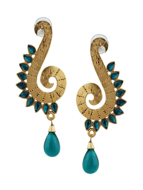 

Kshitij Jewels Green Teardrop Shaped Drop Earrings