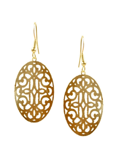 

Kshitij Jewels Gold-Toned Oval Gold-Plated Drop Earrings