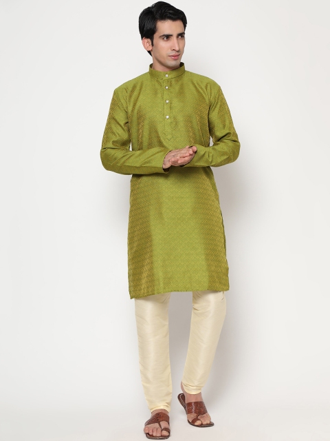 

INDIAN EPIC Men Green Kurta with Pyjamas