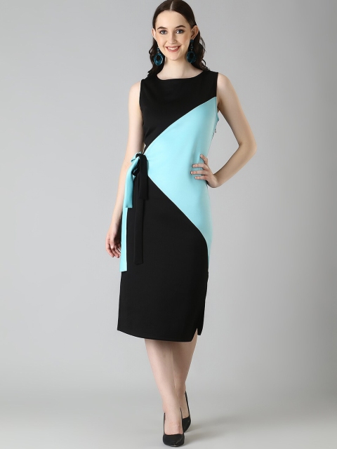 

Again fashions Black Colourblocked Sheath Midi Dress