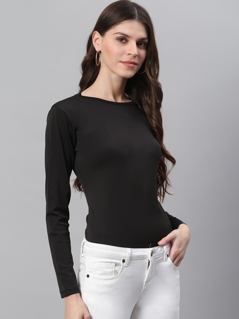 

STALK Women Black Solid Bodysuit