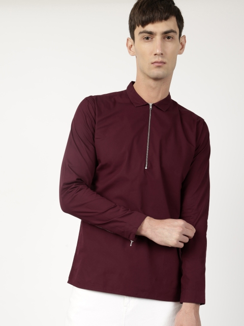 

ether Men Maroon Slim Fit Solid Slim Fit Casual Shirt