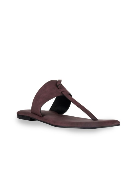 

SKO Women Maroon T-Strap Flats