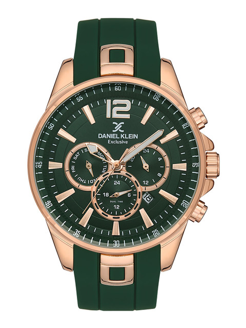 

Daniel Klein Men Pink Embellished Dial & Green Straps Analogue Watch DK 1 13139-4