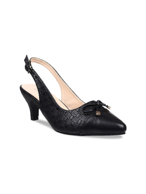 

SHUZ TOUCH Black Textured Pumps with Bows