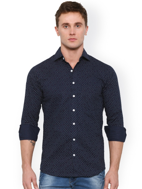 

Shaftesbury London Navy Printed Comfort Fit Casual Shirt, Navy blue
