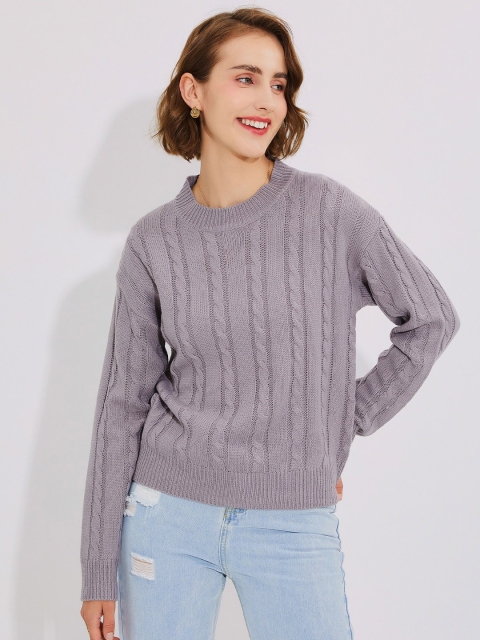 

URBANIC Women Grey & dapple gray Striped Sweater Vest