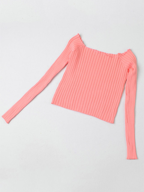 

URBANIC Women Pink Striped Longline Sweater Vest