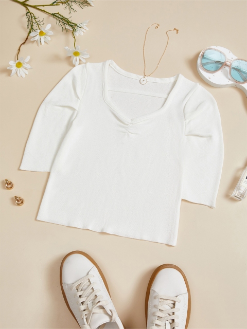 

URBANIC Women White Crop Sweater Vest