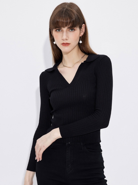 

URBANIC Women Black Floral Sweater Vest