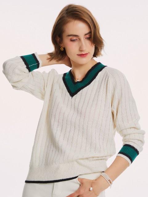 

URBANIC Women Black Striped Sweater Vest
