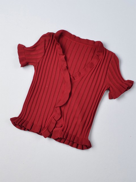 

URBANIC Women Burgundy Striped Cardigan