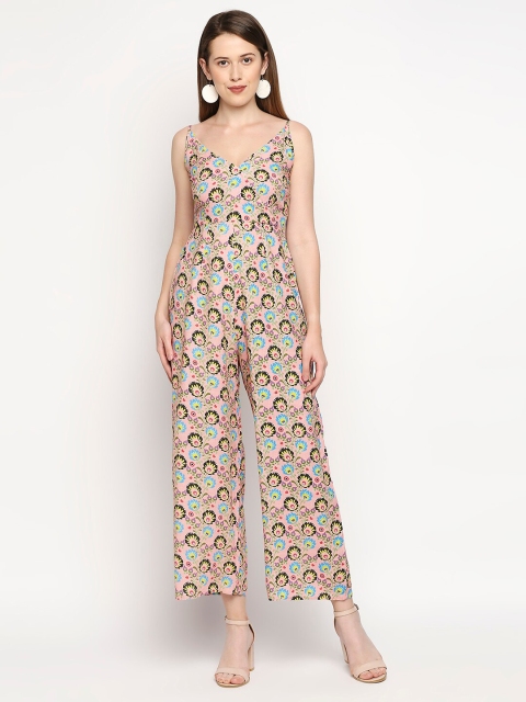 

MOD ECRU Women Pink Printed Basic Jumpsuit
