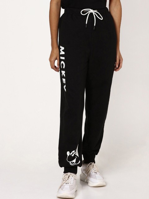 

Bewakoof Women Black Printed Mickey Tonal Typography Joggers