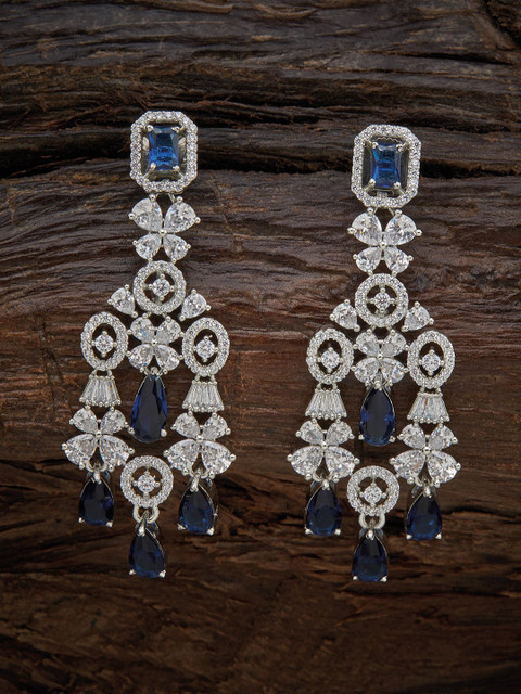 

Kushal's Fashion Jewellery Blue Floral Drop Earrings