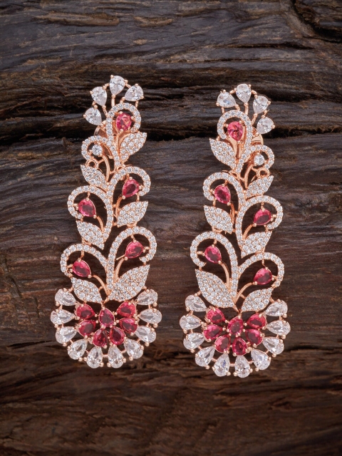 

Kushal's Fashion Jewellery Red Floral Half Hoop Earrings