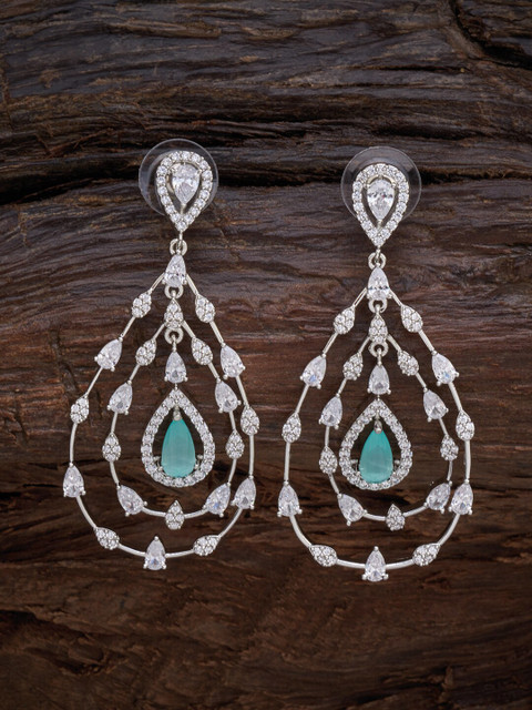 

Kushal's Fashion Jewellery Sea Green Teardrop Shaped Studs Earrings
