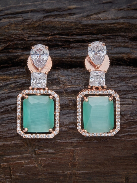 

Kushal's Fashion Jewellery Sea Green Square Studs Earrings