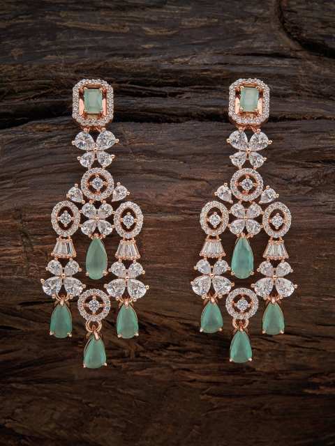 

Kushal's Fashion Jewellery Sea Green Floral Drop Earrings