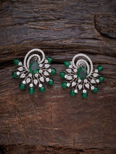 

Kushal's Fashion Jewellery Green Floral Studs Earrings
