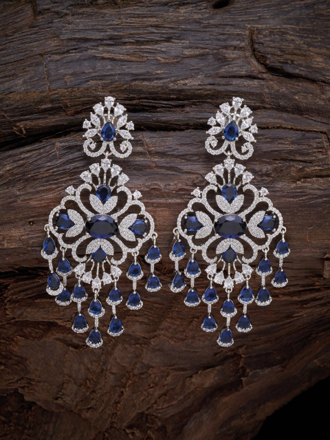 

Kushal's Fashion Jewellery Blue Floral Drop Earrings