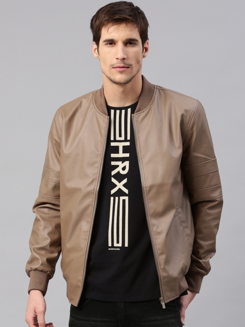 

HRX by Hrithik Roshan Men Brown Solid Bomber Jacket