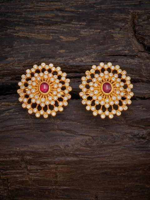 

Kushal's Fashion Jewellery Red Gold-Plated Floral Studs Earrings