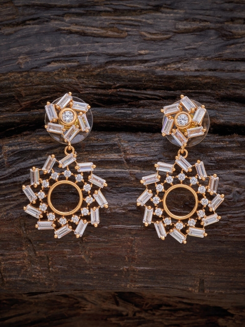 

Kushal's Fashion Jewellery White & Gold Plated Circular Drop Earrings