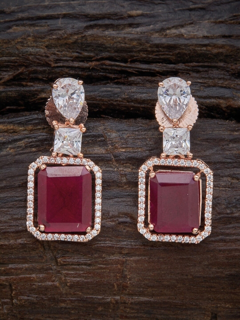 

Kushal's Fashion Jewellery Red Square Drop Earrings