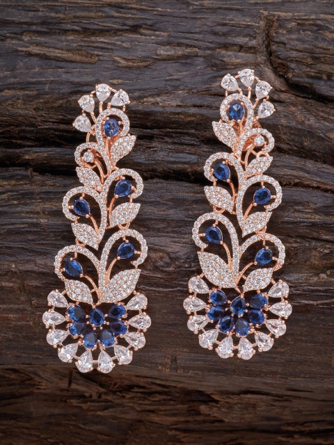 

Kushal's Fashion Jewellery Blue Floral Drop Earrings