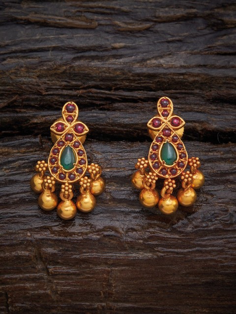 

Kushal's Fashion Jewellery Red Leaf Shaped Drop Earrings