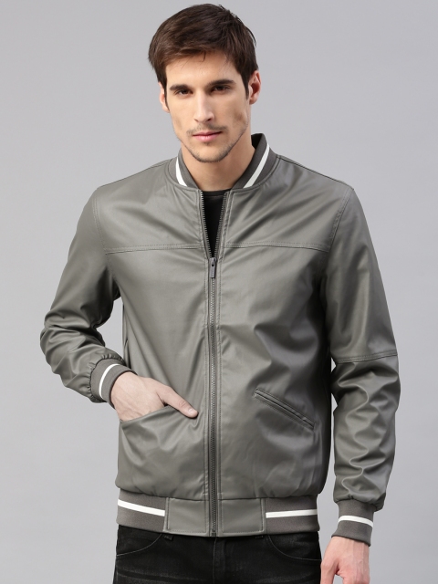 

HRX by Hrithik Roshan Men Grey Solid Bomber Jacket
