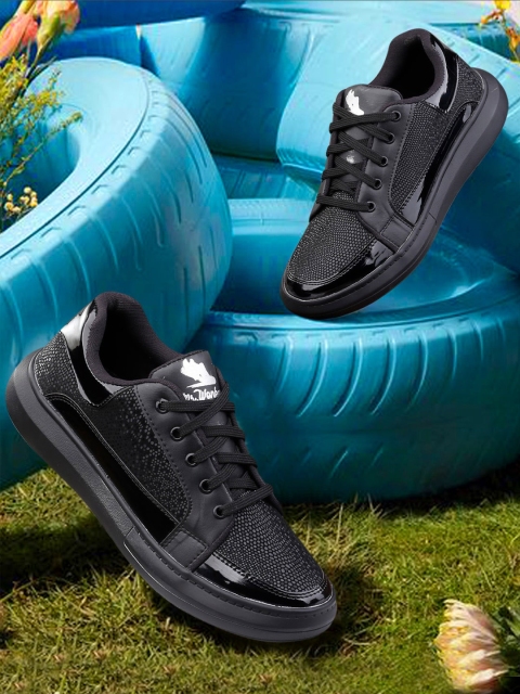 

mr wonker Men Black Batman Woven Design Sneakers