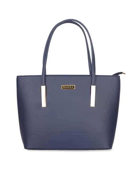 

RASGA Navy Blue PU Structured Handheld Bag with Bow Detail