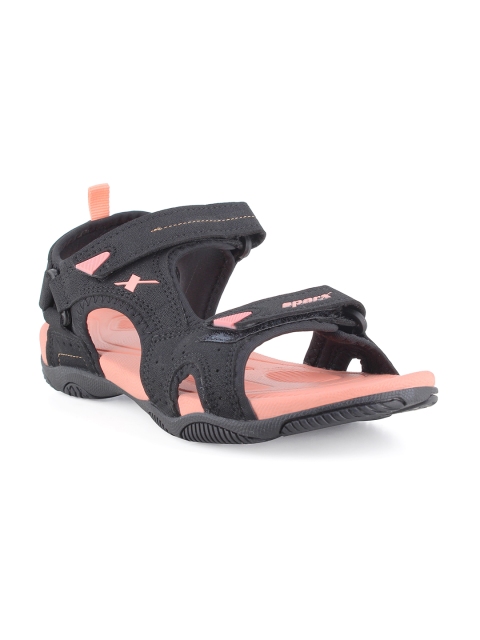 

Sparx Women Black & Peach Printed Sports Sandal