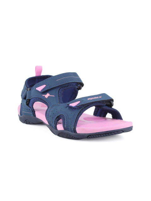 

Sparx Women Navy Blue & Pink Solid Sports Sandals