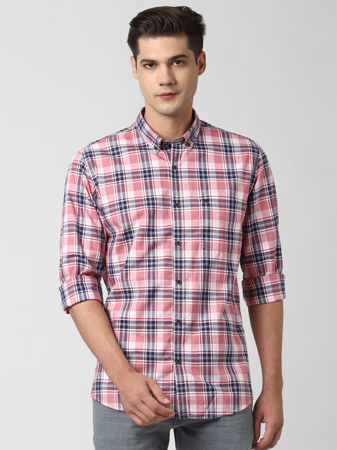 

Peter England Casuals Men Pink Slim Fit Tartan Checked Casual Shirt