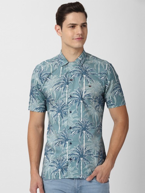 

Peter England Casuals Men Blue Slim Fit Floral Printed Casual Shirt