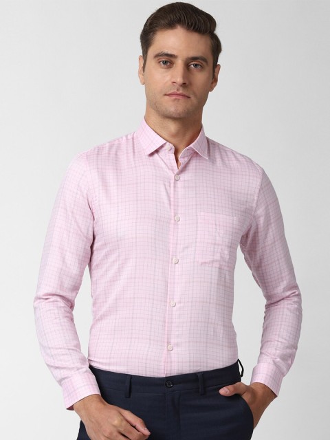 

Peter England Elite Men Pink Slim Fit Checked Formal Shirt