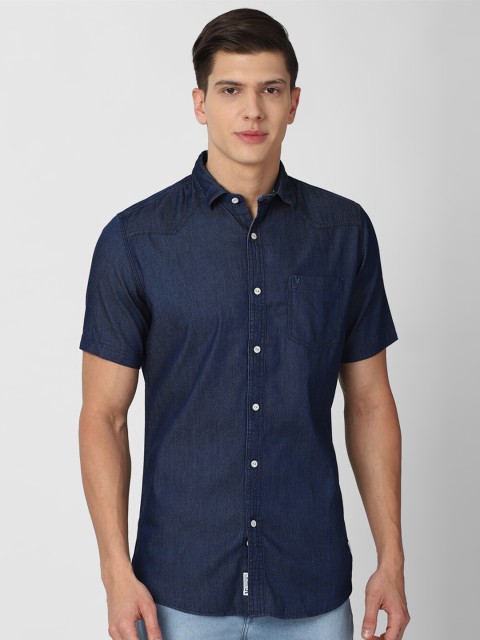 

VAN HEUSEN DENIM LABS Men Navy Blue Slim Fit Casual Shirt