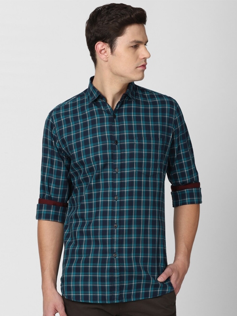 

Van Heusen Sport Men Green Cotton Slim Fit Tartan Checks Casual Shirt